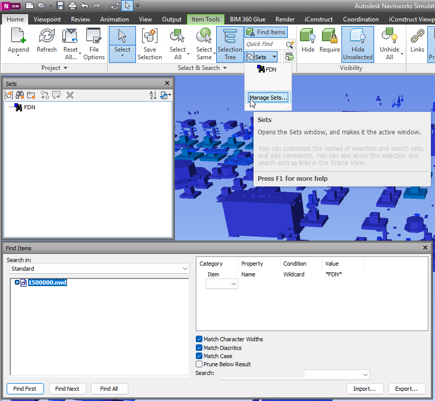 NavisWorks Search Sets